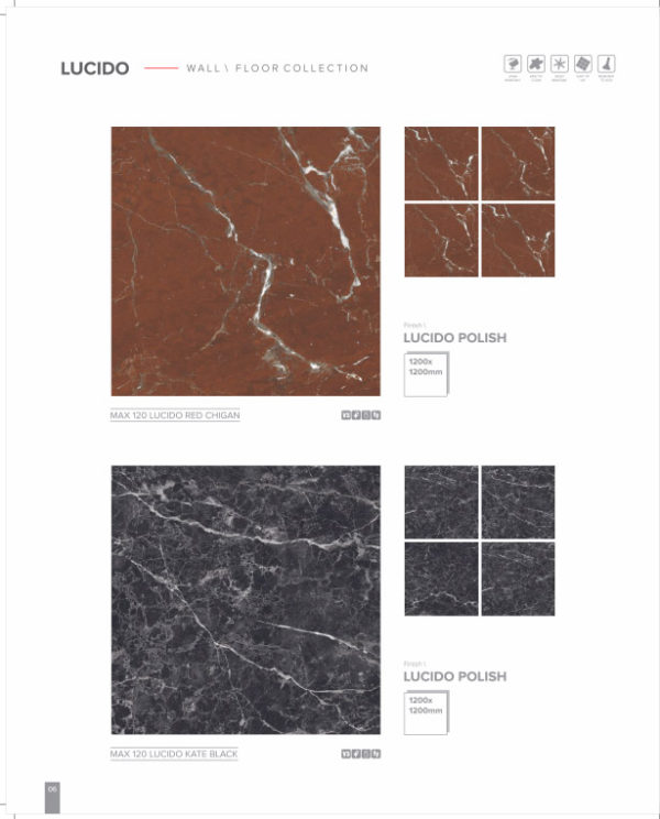 Max 120 Lucido Red Chigan Duragres Full Polished Somany ceramics tiles distributor dealer in Kottayam, Changanacherry, Thiruvalla, Kumbanadu, and Kerala